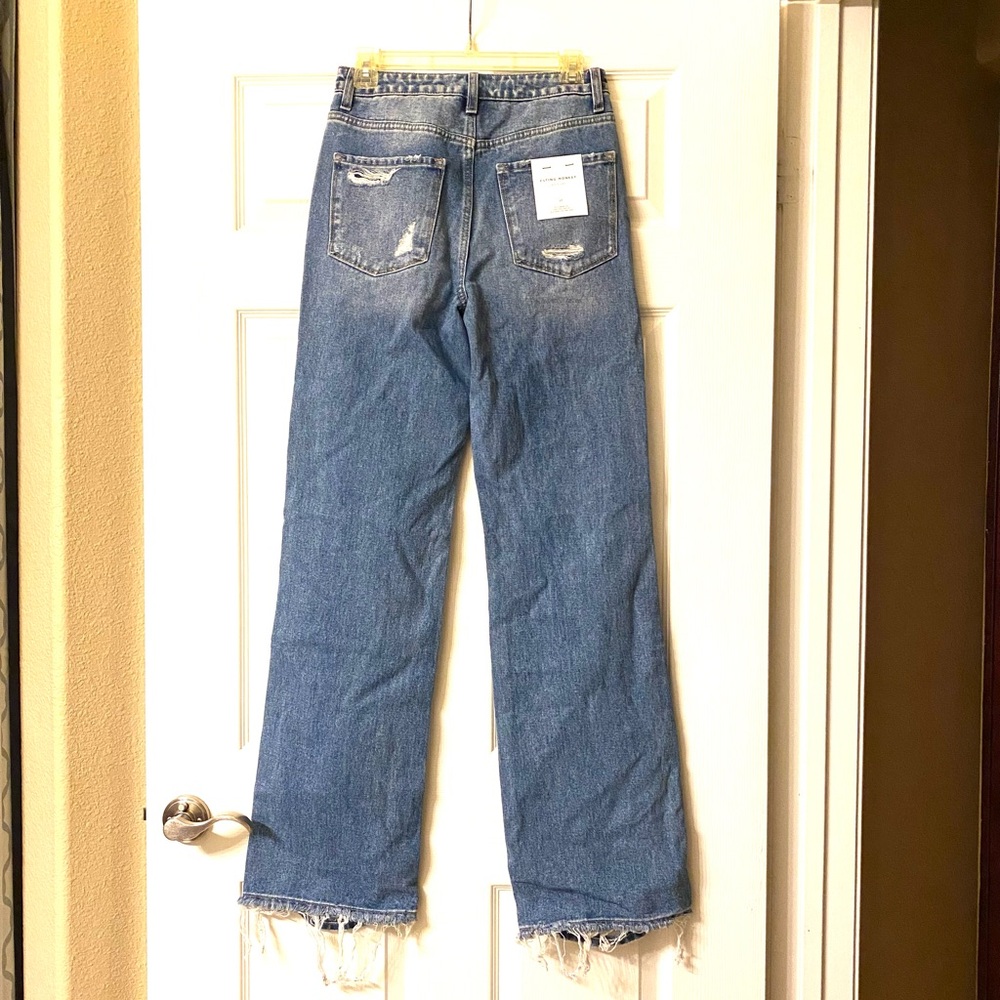 Flying Monkey Black Label Distressed High-Rise Flare Jeans Size 26 New With Tags - Picture 10 of 14